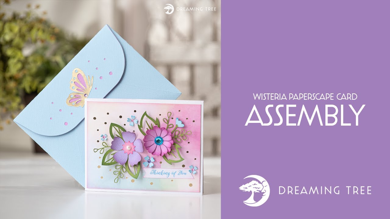 SVG File - Wisteria Paperscape Card - Assembly Tutorial (For Cricut, Silhouette, and ScanNCut)