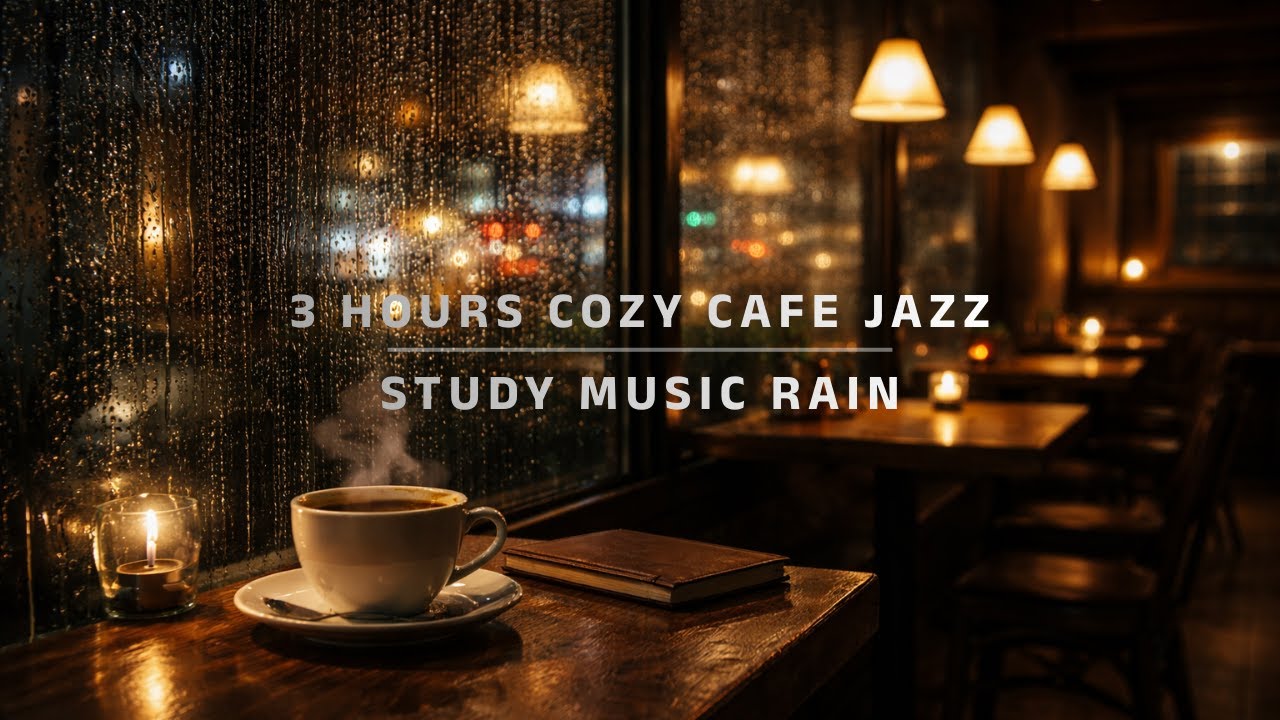 Cozy Cafe Ambience ☕ 3 Hours of Jazz & Rain on Window | Study & Focus