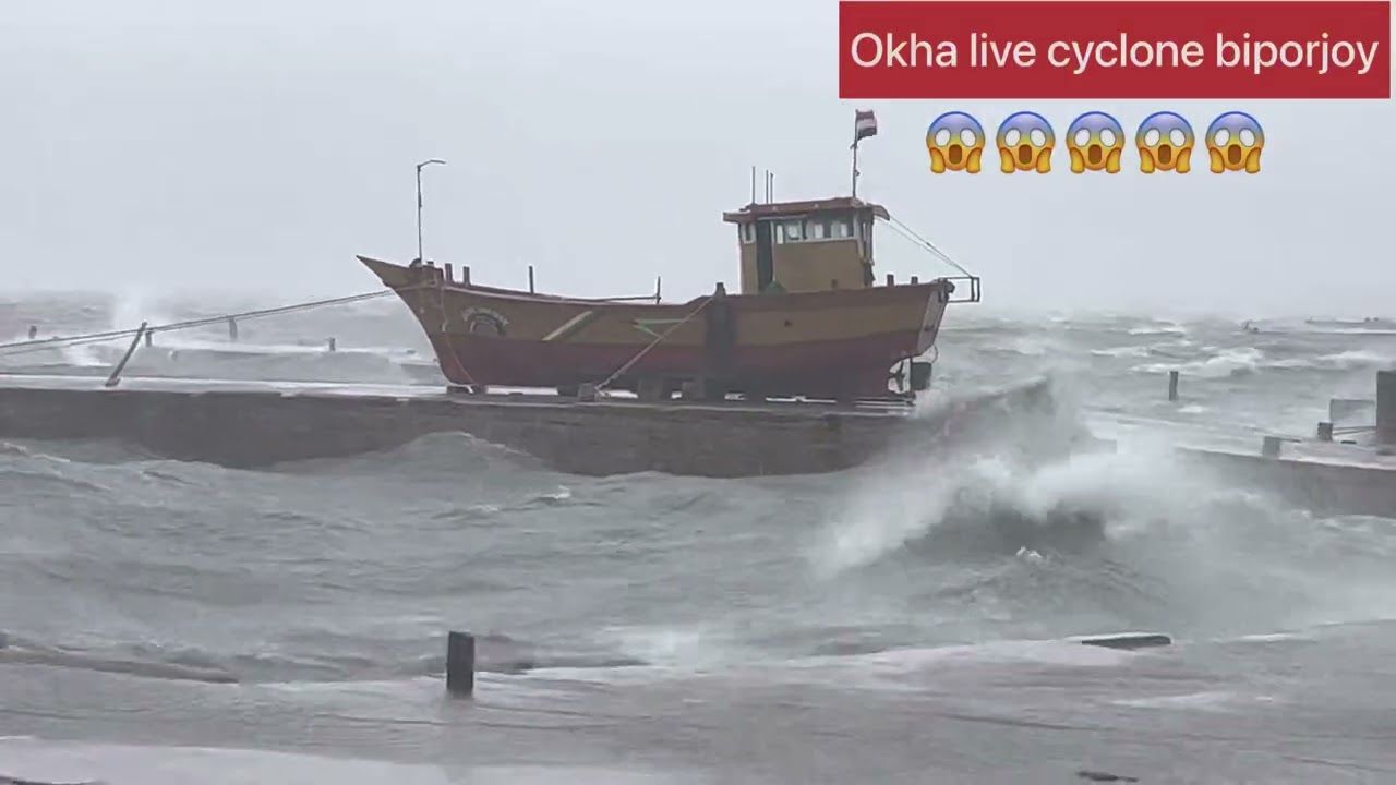 Omg 😱😱😭😭okha live cyclone biparjoy #
