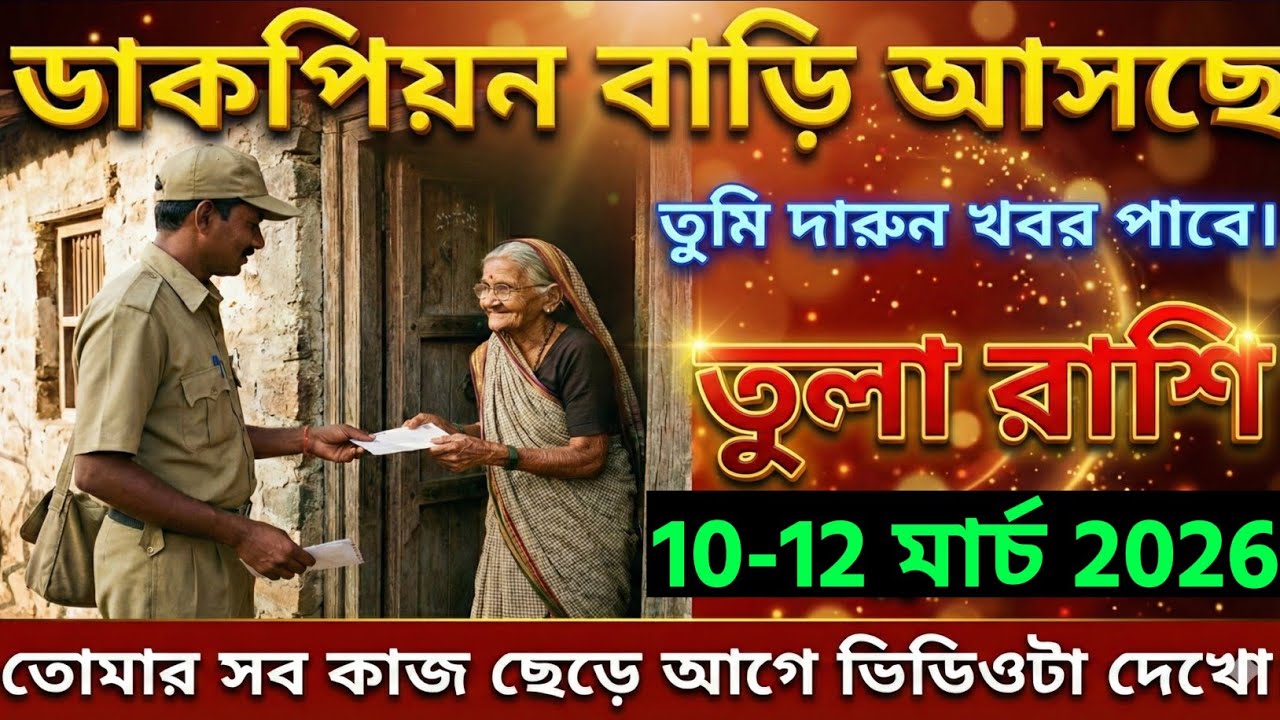 তুলা রাশি,১৭ ফেব্রুয়ারী, ২০২৬ ডাকপিয়ন বাড়ি আসছে তুমি দারুন খবর পাবে।