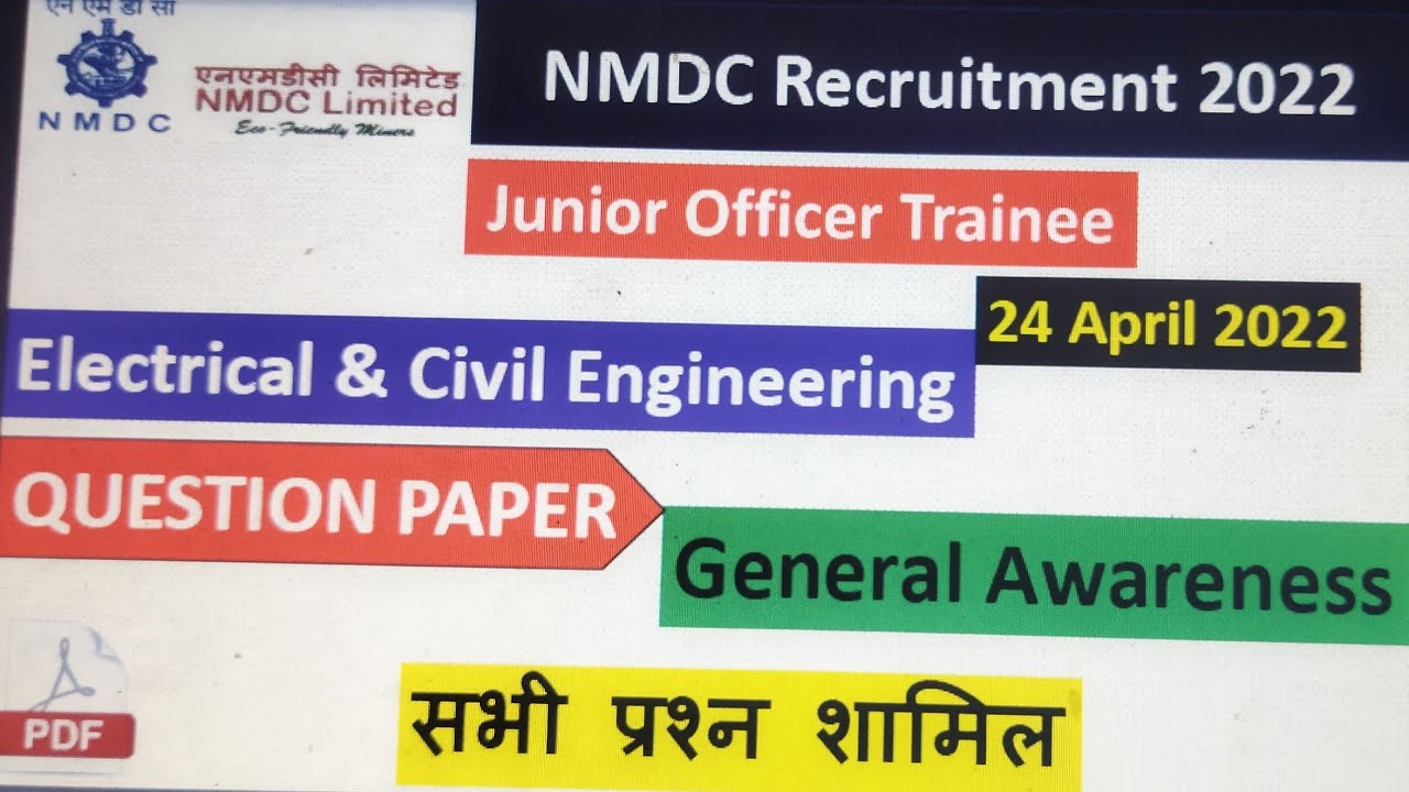 nmdc junior officer trainee electrical/Civil previous years question paper exam 24 April 2022