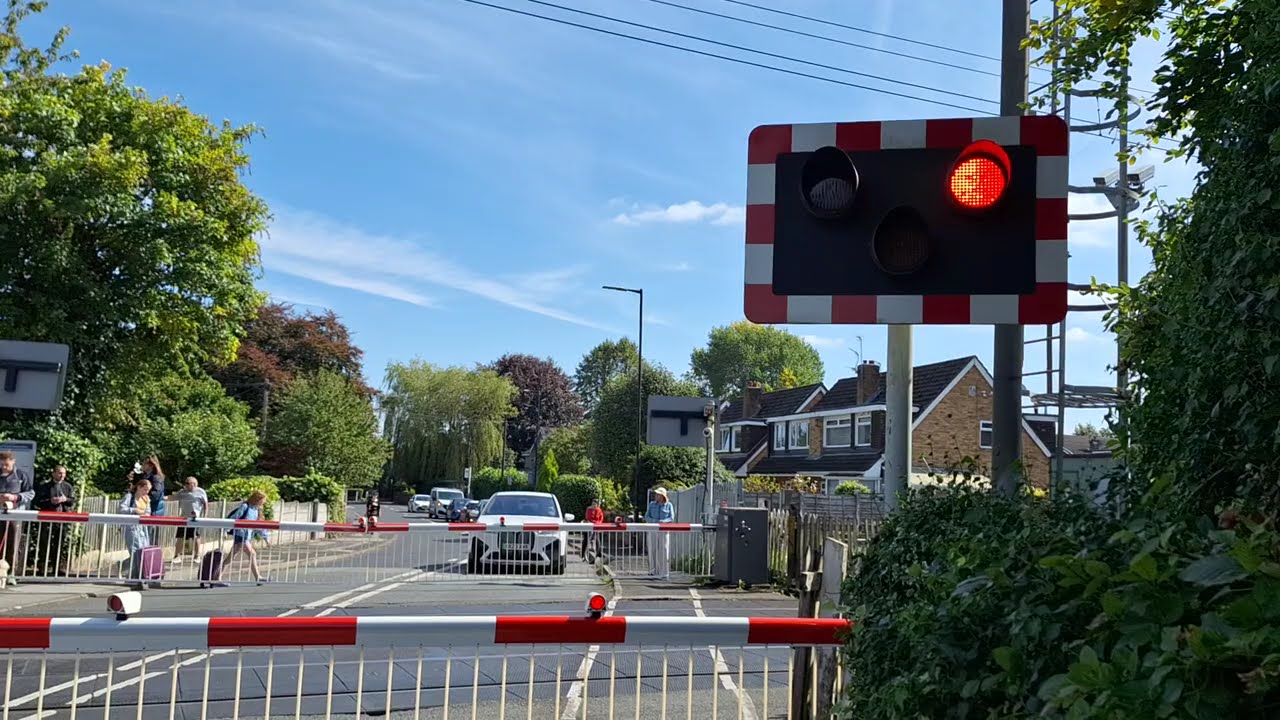 *2 Trams, 1 Train* Navigation Road Level Crossing - Greater Manchester