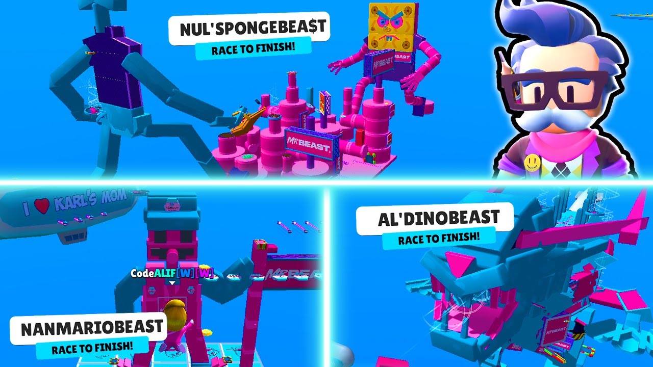 PLAY TOP 3 BEST MRBEAST WORKSHOP MAPS STUMBLE GUYS! BEAST DINO SPONGEBOB MARIO BROS