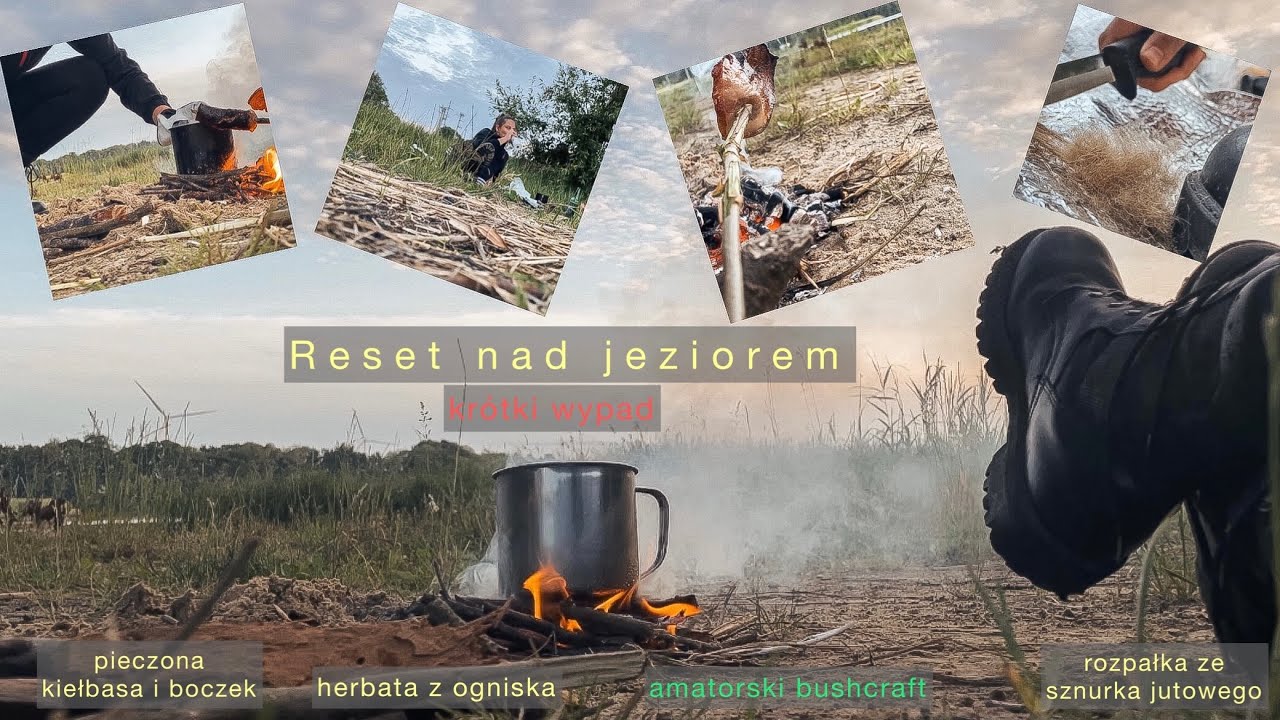 🏕️Amatorski bushcraft, rozpałka ze sznurka jutowego, pieczona kiełbasa, reset głowy|BABAnaWychodnym