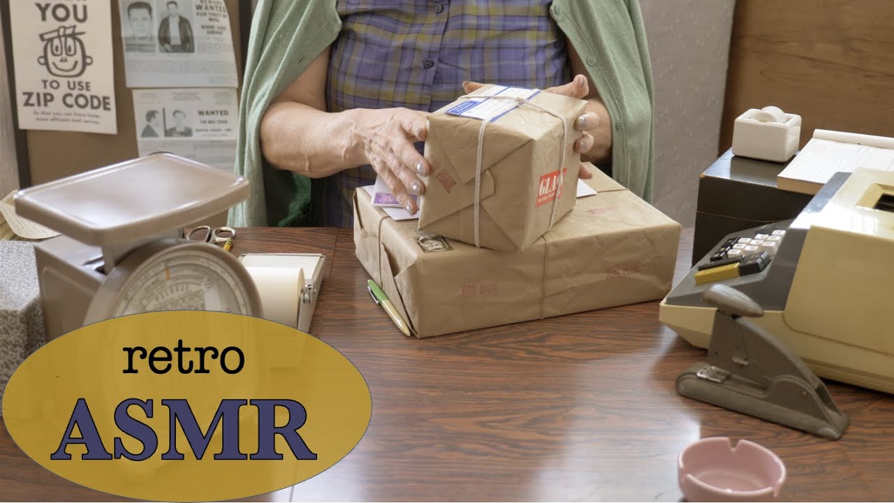 Retro 1960s Post Office in Springtime ✨🌺 ASMR Wrapping, Stamping, Crinkles (Soft Spoken)