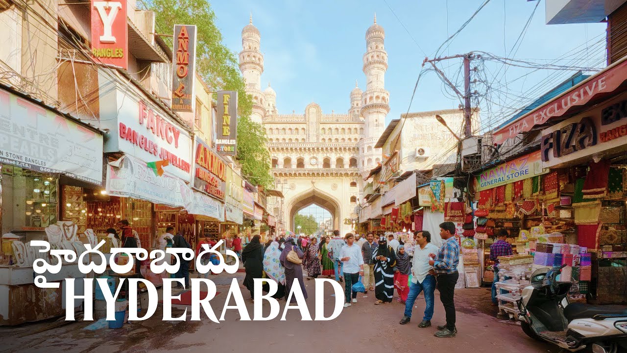 Hyderabad, India · Charminar Shopping and Street Life · 4K Walking Tour with Captions