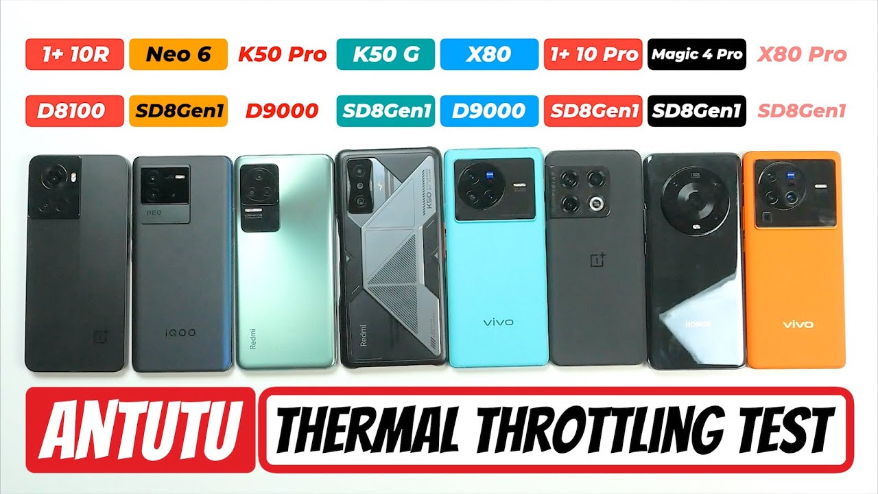 Dimensity 9000 vs Snapdragon 8 Gen 1 Antutu Benchmark Thermal Throttling Test