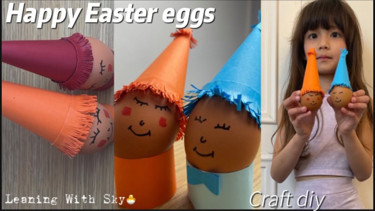 Making hat wearing craft diy eggs for easter with Sky
