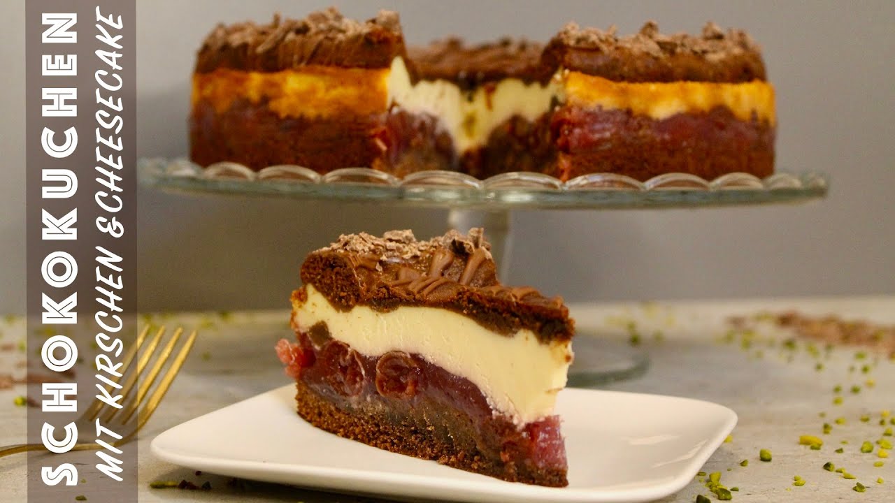 Schokokuchen mit Kirschen und Cheesecake Füllung | Kirazlı ve Cheesecake dolgulu Çikolatalı Pasta