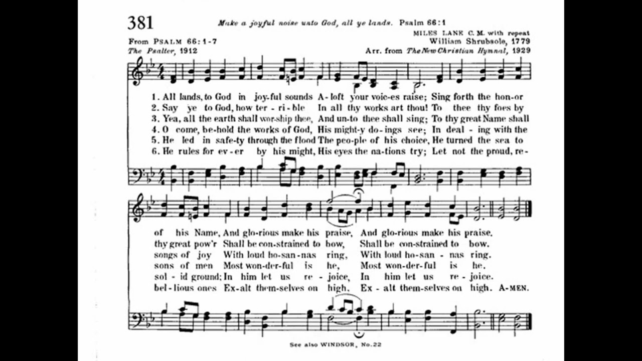 All Lands, to God in Joyful Sounds (Miles Lane - alt)