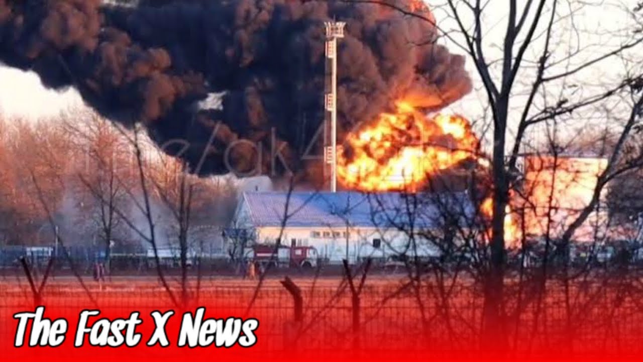 The Pictures of the blaze at Kursk airport 500 meters away are shown.