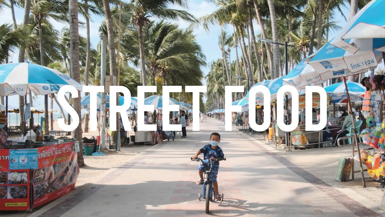 Bangsaen Beach (street food) : Chonburi, Thailand | Walking Tour [4K]