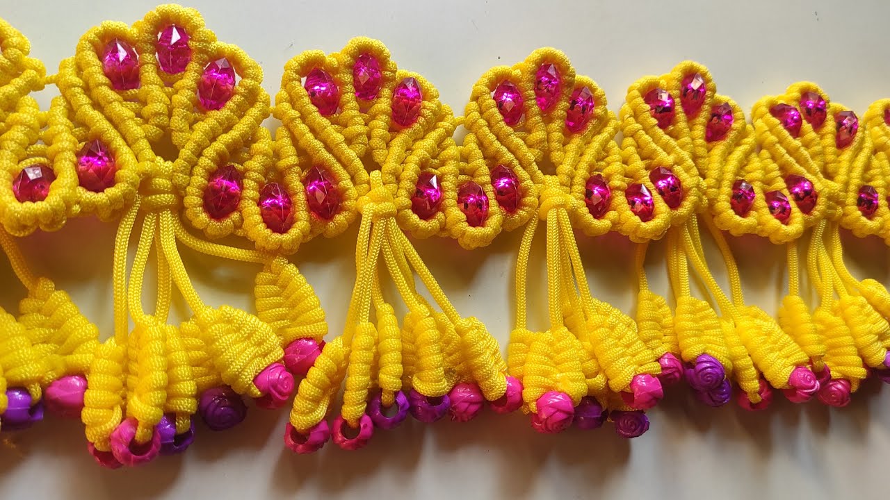 Macrame torn new design #40 | Macrame toran | Macrame toran pattern 💛💜 | DIY | One-stop Creativity