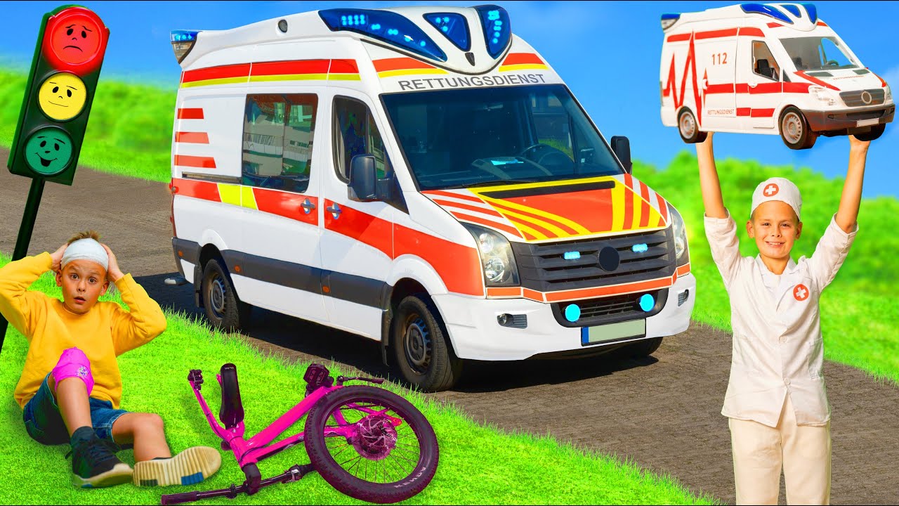 As crian&ccedil;as brincam com uma ambul&acirc;ncia de verdade
