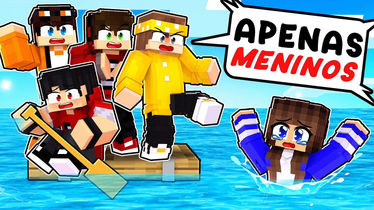MIIKA em uma JANGADA SÓ de GAROTOS no Minecraft ◂Miika▸