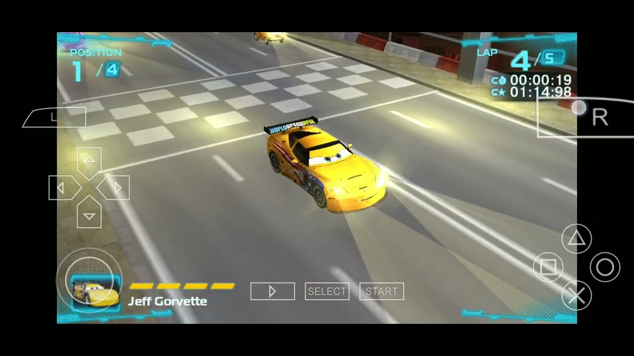 Cars 2 video game PSP version Jeff Gorvette 5 lap race in Tokyo RC