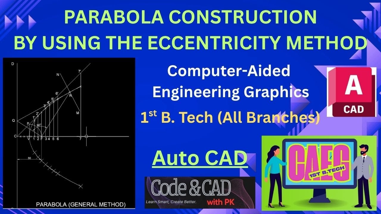 Построение парабол в AutoCAD | Касательная и нормаль | Инженерная графика | 1 курс бакалавриата