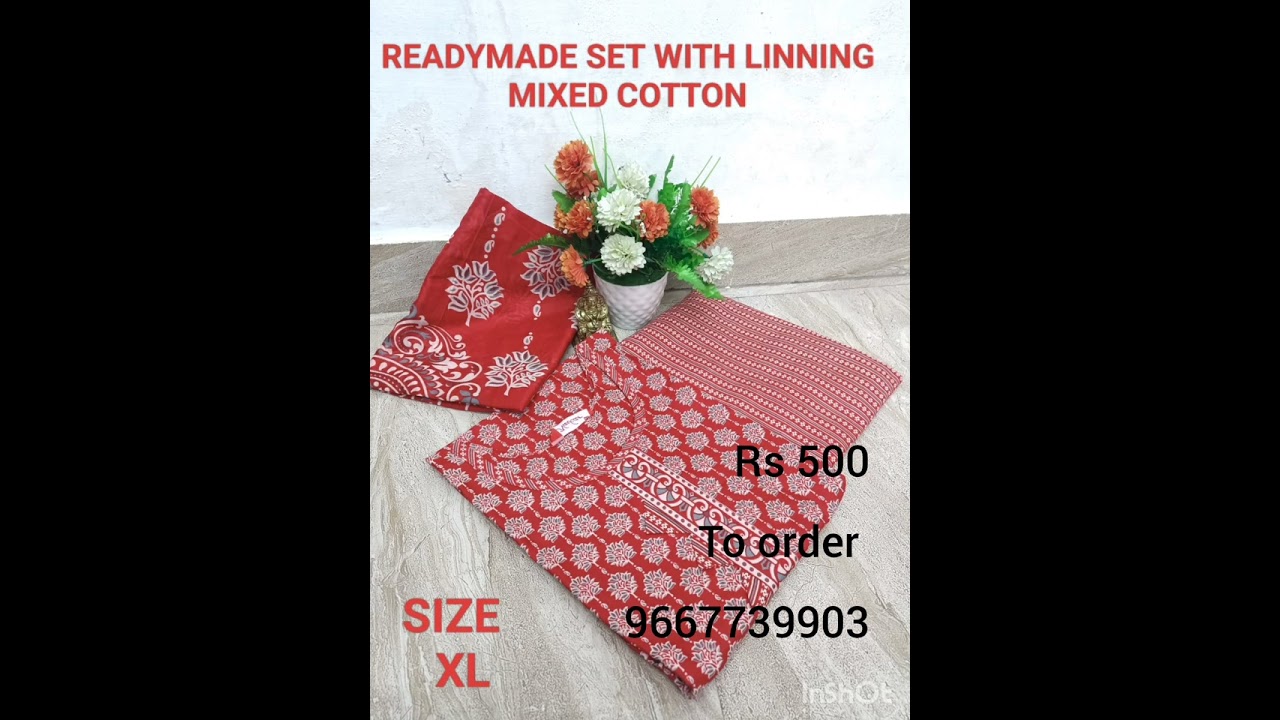 Cotton chudithar set With lining just 499 to order what's app 9667739903 
