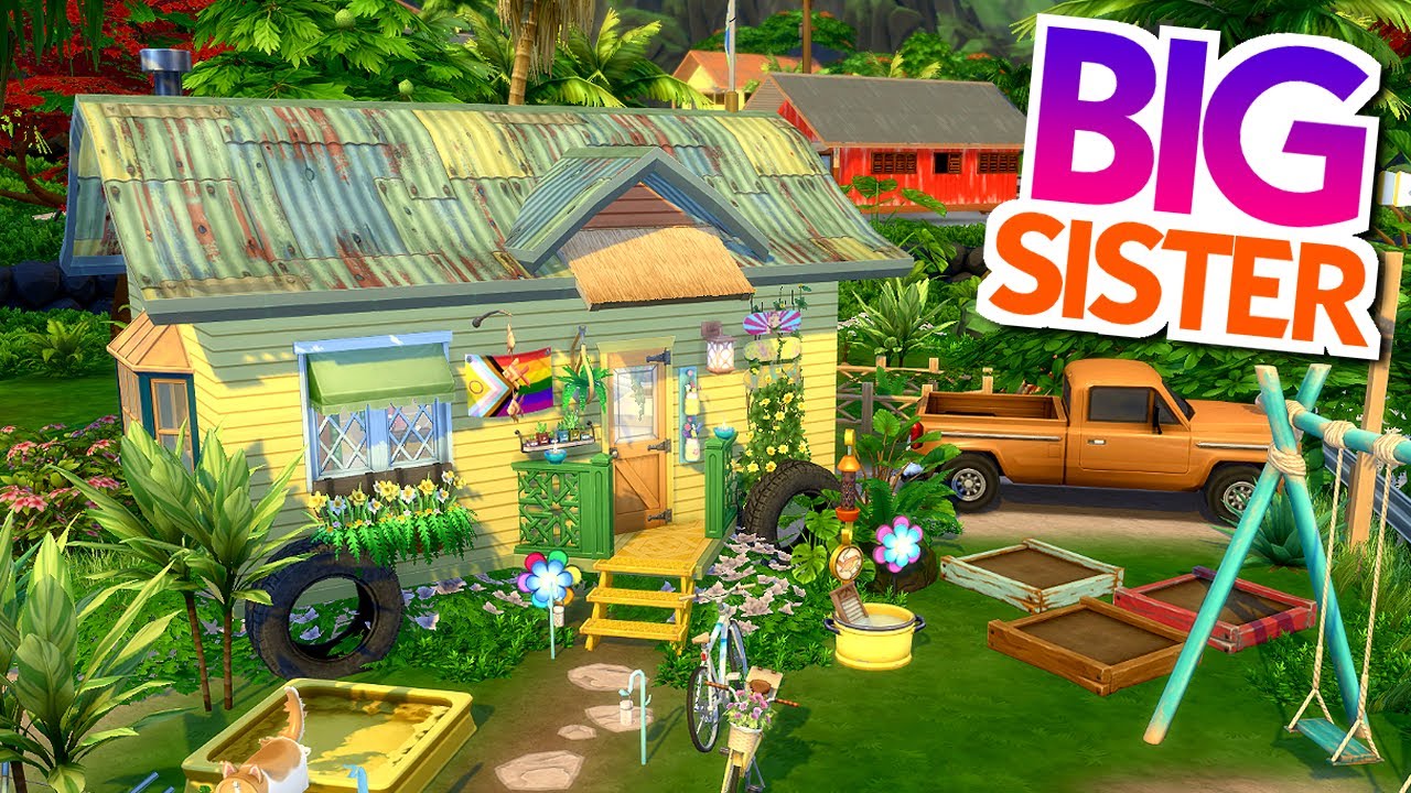 big sister tiny house - the sims 4 - speed build - no cc