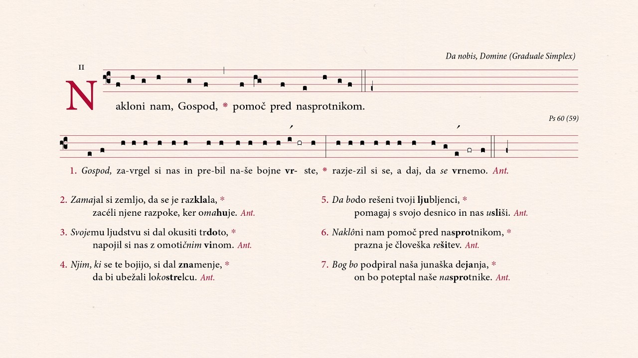 Da nobis, Domine / Nakloni nam, Gospod (obhajilni spev na pepelnico iz Preprostega graduala)