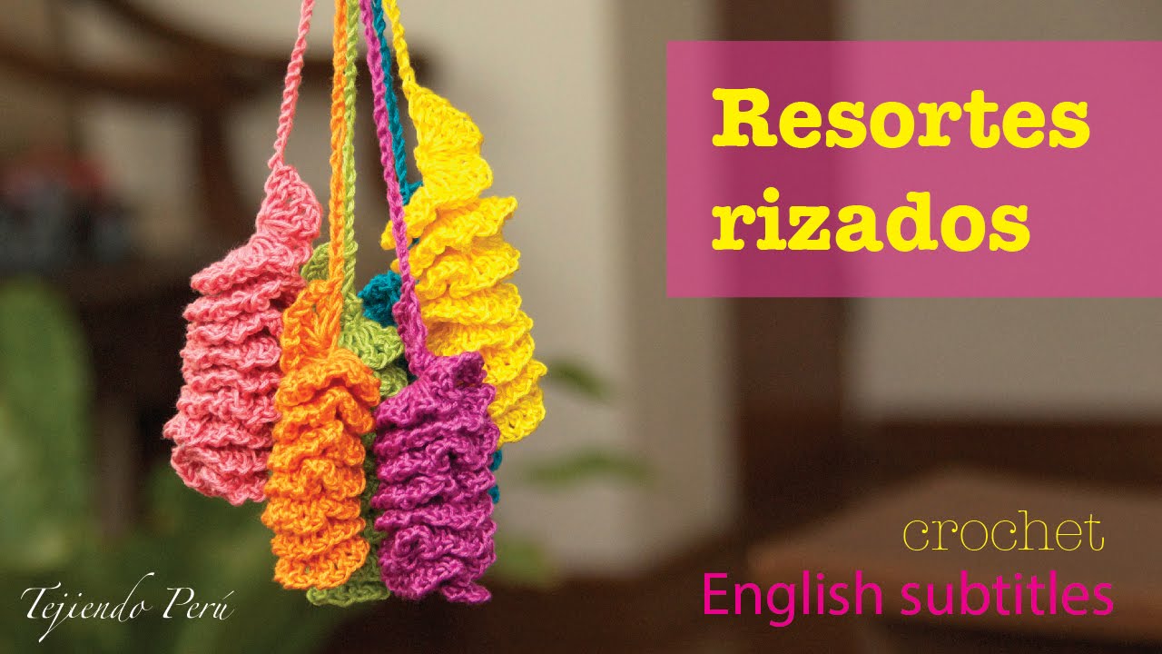 Resortes con borde rizado tejidos a crochet!  English subtitles: crochet twirls!