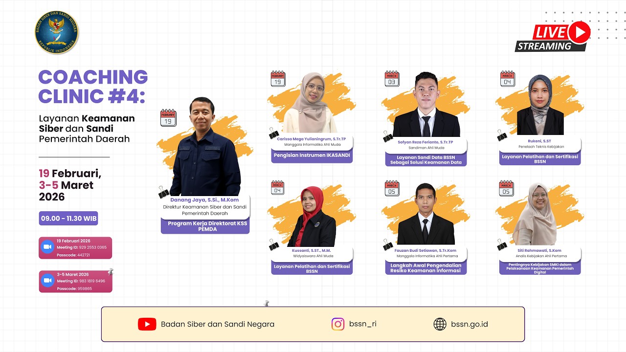 Coaching Clinic Resiko Keamanan Informasi & Pentingnya Kebijakan SMKI Pelaksanaan Pemerintah Digital