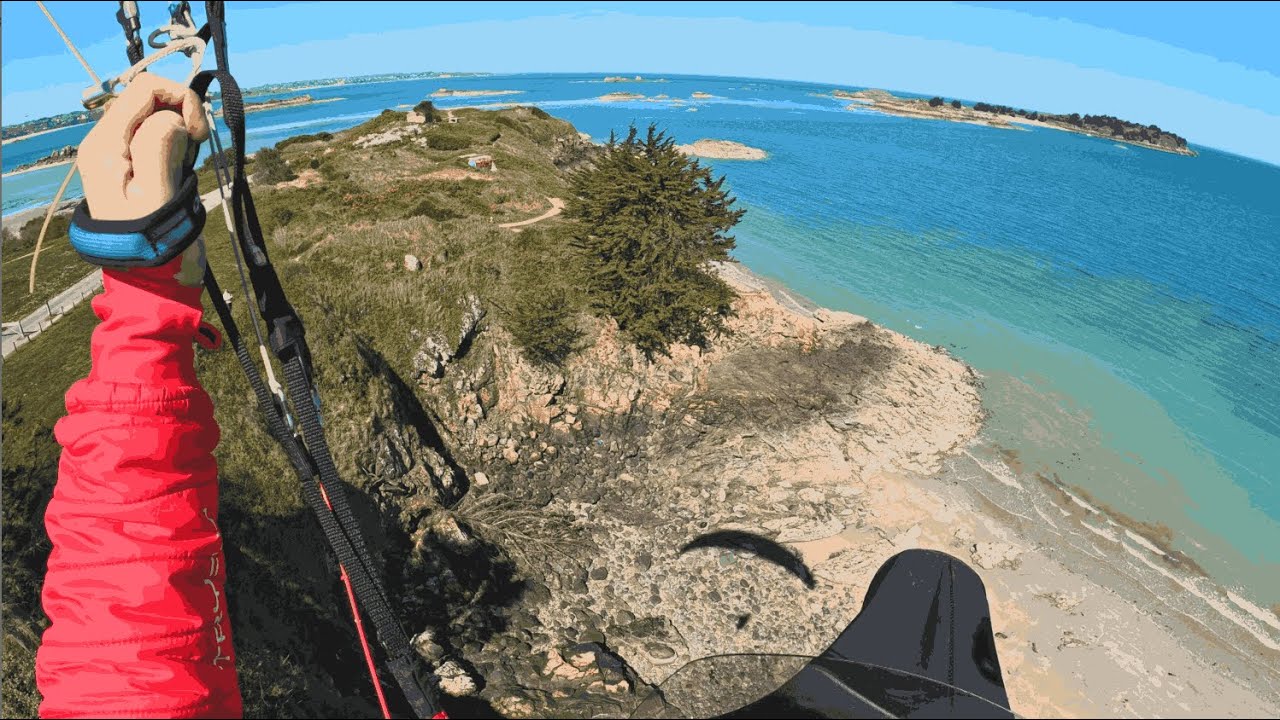 PARAGLIDING pointe du Chevet 🪂 Soaring over turquoise sea 🌊 | NO MUSIC, JUST WIND SOUNDS | RELAX 4K
