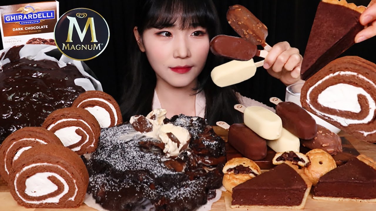 🍫기라델리 브라우니, 매그넘, 롤케이크, 타르트 초콜릿 디저트 먹방 GHIRARDELLI BROWNIE MAGNUM ICE CREAM CHOCOLATE MUKBANG ASMR