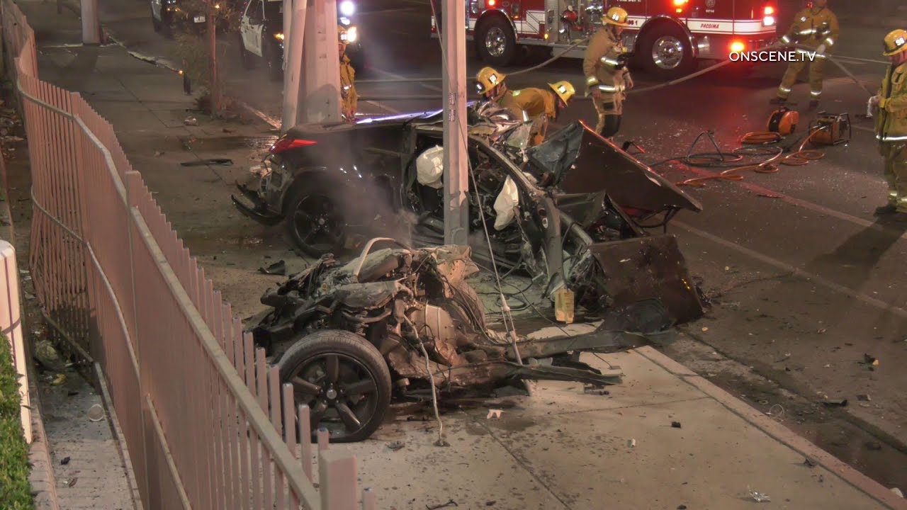 Fatal Crash Splits Car In Half In Pacoima