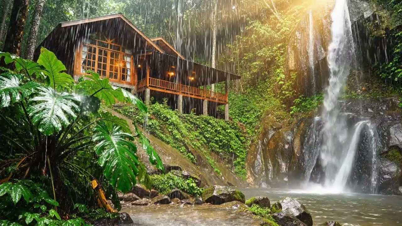 Heavenly Rainy Day Garden Villa Wild Nature  ASMR RAIN