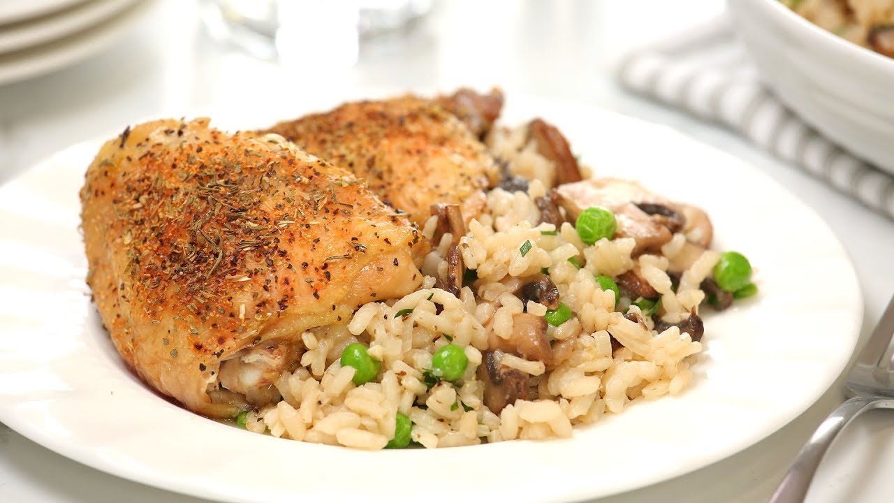 Roast Chicken with Creamy Mushroom Rice | Quick & Easy Dinner Recipe
