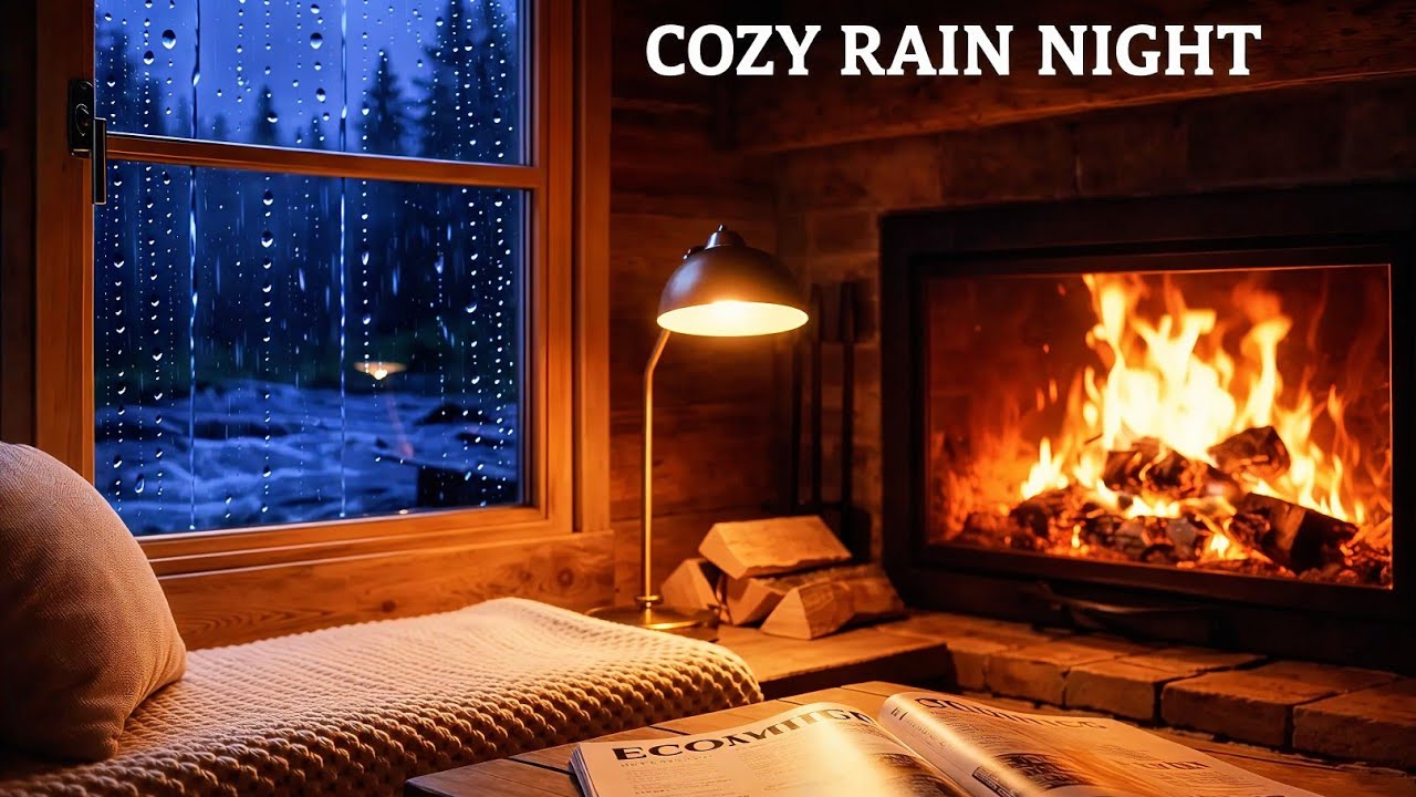 10 Hours of Heavy Rain Sounds in a Cozy Cabin with Fireplace 🔥 Rain for Sleep, Study & Relax