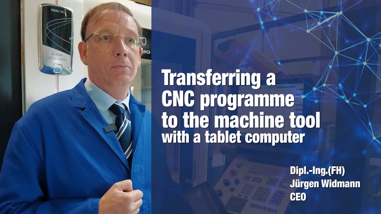 Transferring CNC programmes to the CNC machine with a tablet computer