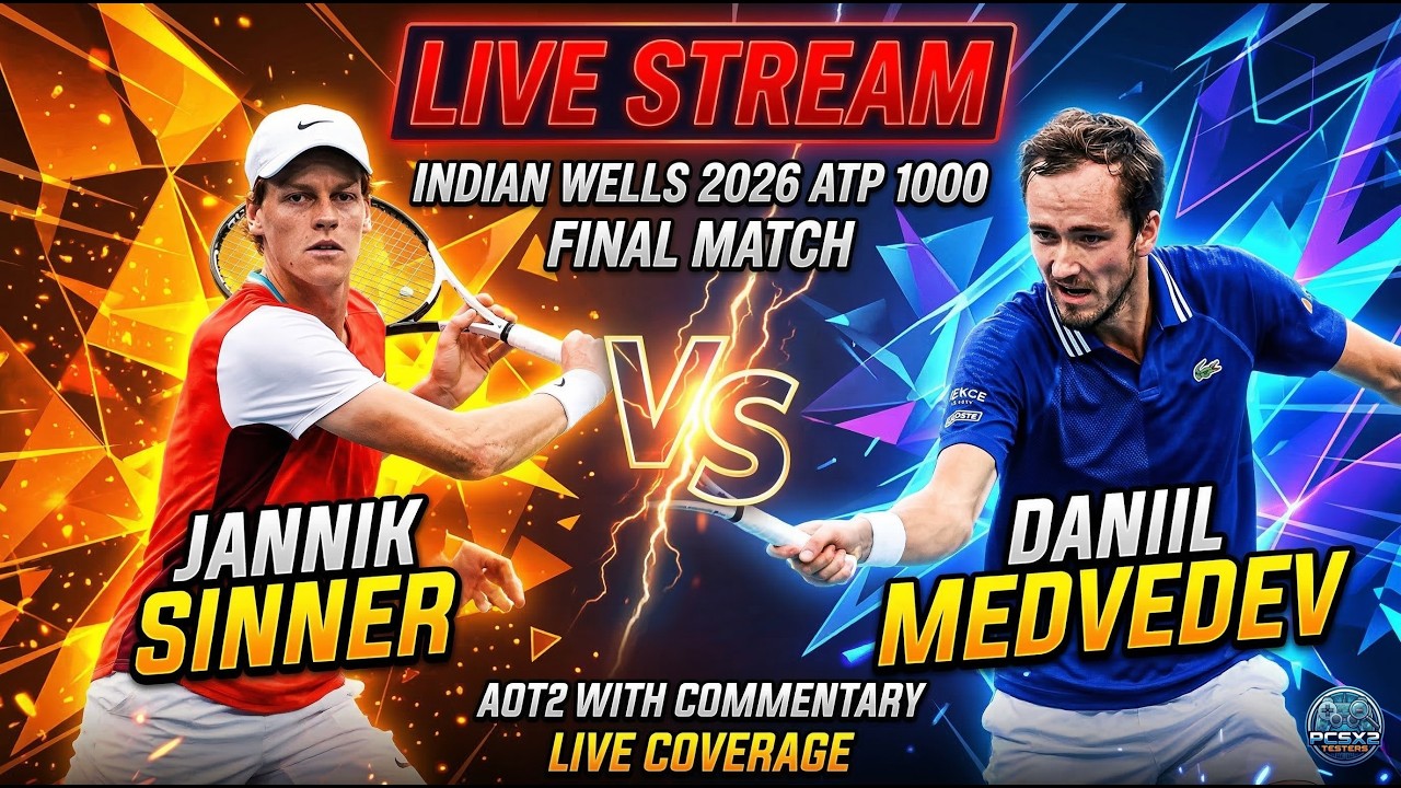 Live: Jannik Sinner Vs Daniil Medvedev - Indian Wells 2026 ATP 1000 - Final - AOT2 with Commentary