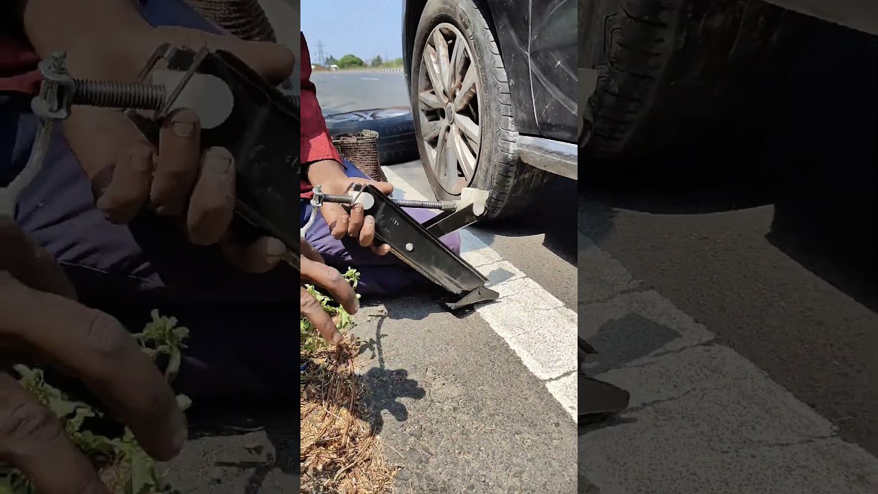 how to use Car jack that comes with car #carjack #shorts #shortsfeed #volkswagen #roadsideassistance