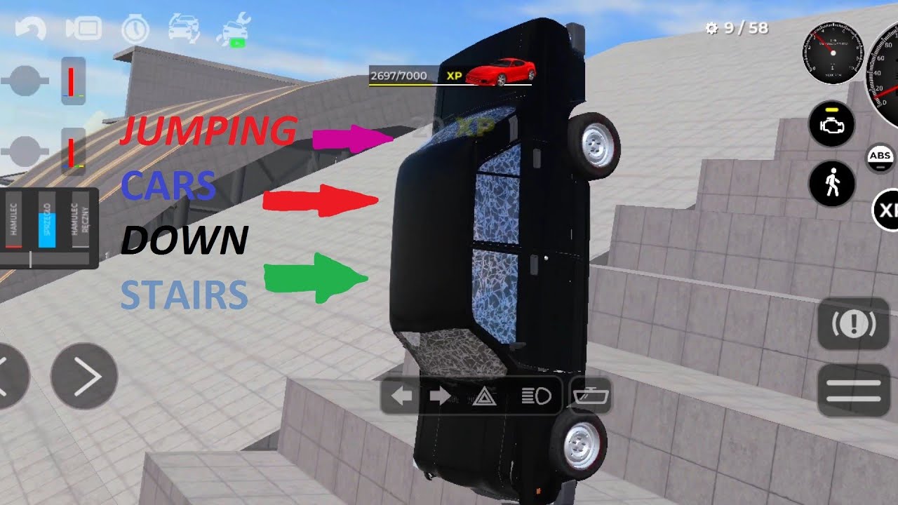 Jumping cars down stairs 