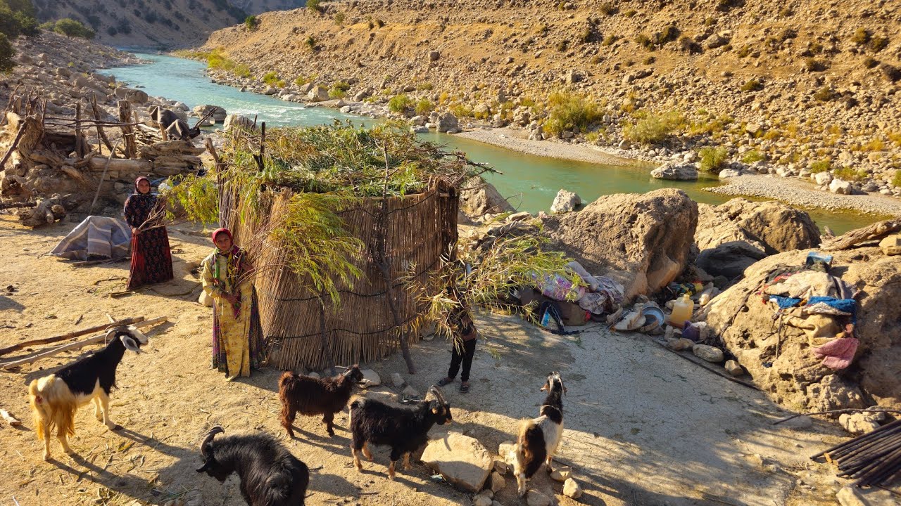 Nomadic Life:Lives of Girls by Khersan River | Baking Local Bread and Constructing a Shade Shelter