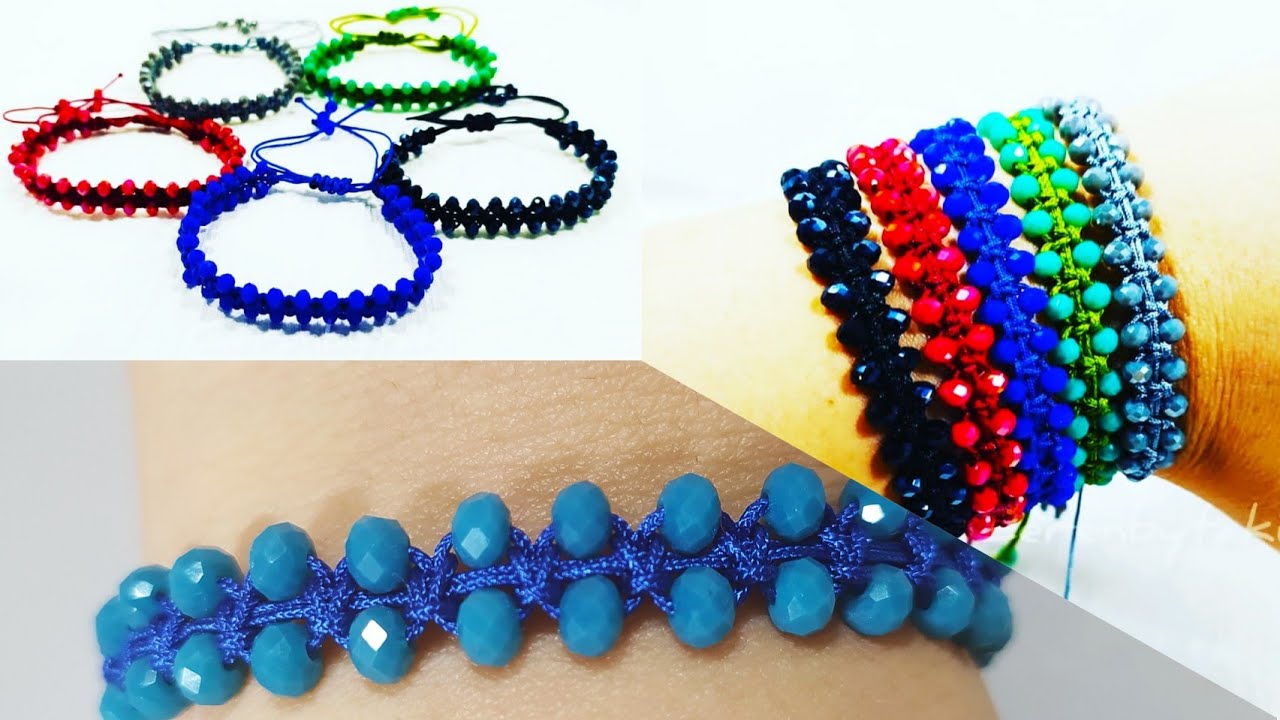 Kristal boncuklu Makrome bileklik yapımı