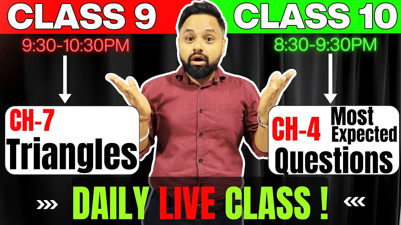 Class 10 Maths most expected questions CH 4 | Class 9 CH 7 Triangles Live class 10 by abhinav pandey