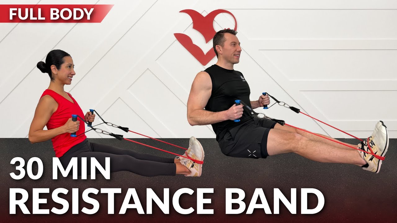 30 Min Resistance Band Workout Full Body at Home for Weight Loss & Strength for Beginners thru INTMD