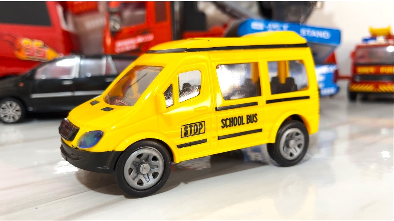 4K Yellow School Bus | Toy Review | Full Detailing Video | Student Bus, Childhood Memories- Unboxing