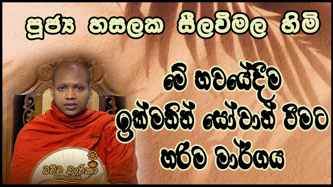 මේ භවයේදීම ඉක්මනින් සොවාන් වීමට හරිම මාර්ගය | Hasalaka Seelawimala Thero | පූජ්‍ය හසලක සීලවිමල හිමි.