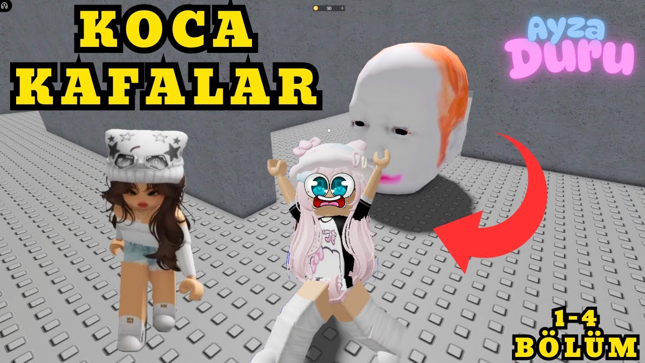 ABLAMLA KOCA KAFALARDAN KAÇIYORUZ (1-4. Bölüm)  🎀AYZA DURU🎀 ROBLOX ESCAPE RUNNİNG HEAD (stages 1-4)