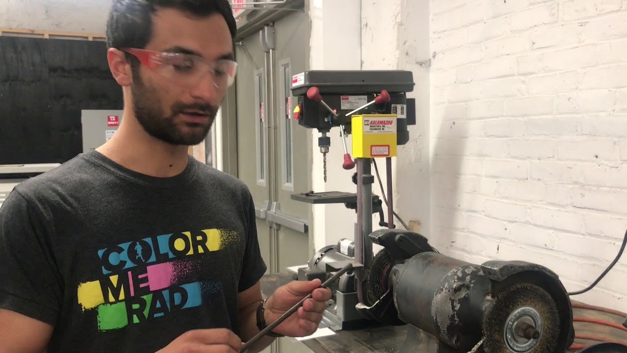 Using the Wire Wheel in MakeHaven's metal shop