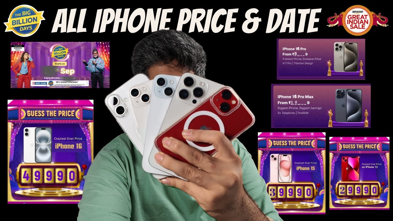 All iPhones Price & Date Big billion day sale & Amazon #iPhone16 #iphone15 #iphone16pro #iphone13