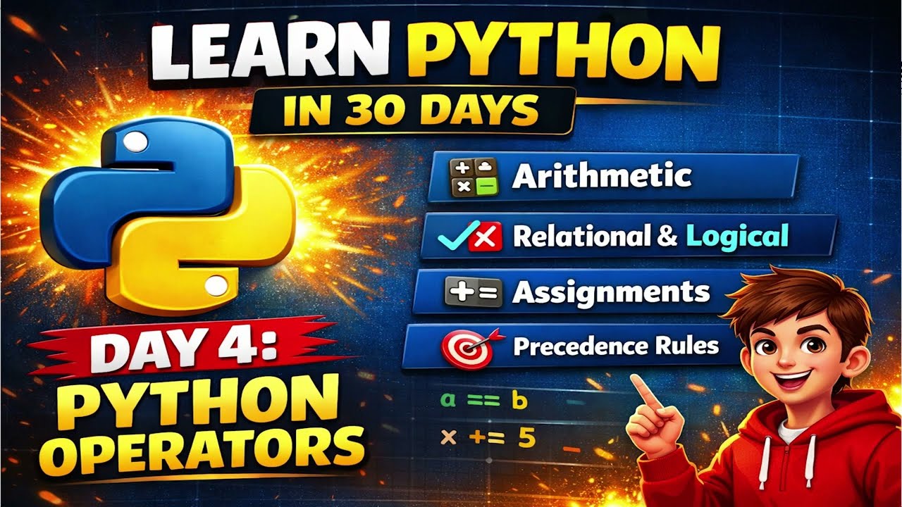 Изучите Python за 30 дней | День 4: Объяснение операторов Python (арифметические, логические и пр...