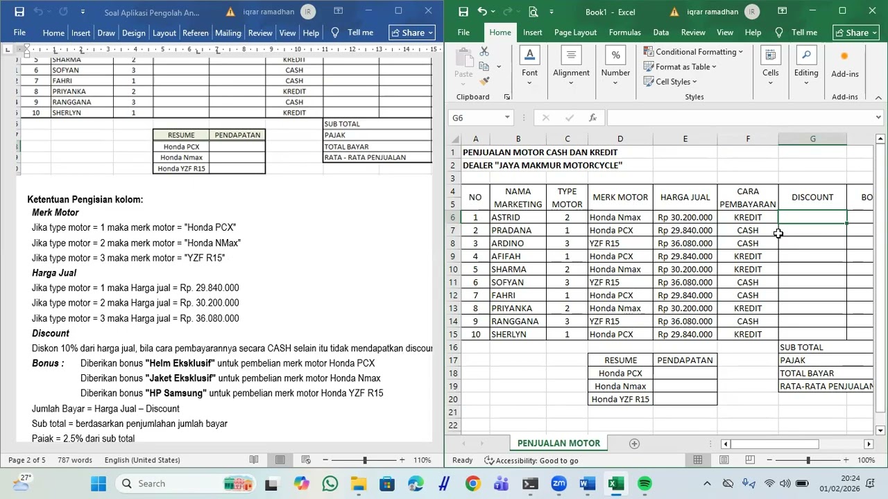 LATIHAN SPREADSHEET USK (PART 1)