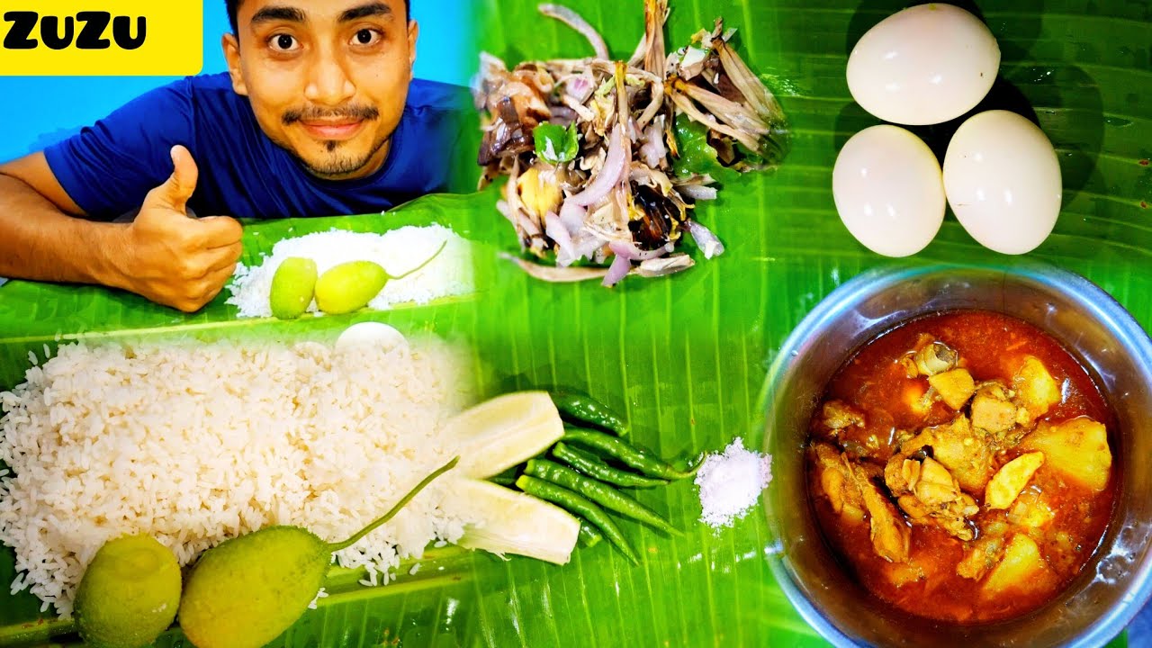 Mukbang:😍Spicy chicken curry🍗||eggs boiled🍳 with rice🌾/@BikashRay-b7p #mukbang #viralvideo #trending