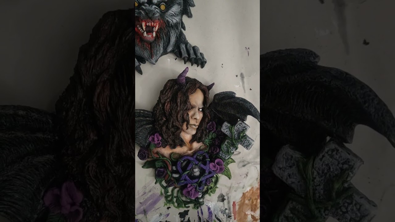 Painting Ville Valo sculpture 