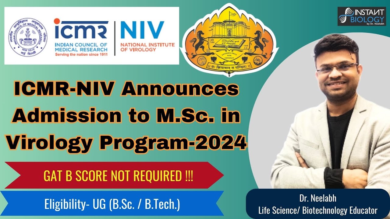 ICMR-NIV Announces Admission to M.Sc. in Virology Program-2024 #msc #icmr #niv #masters #virology